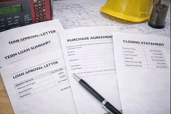 Well-lit fuel station exterior supporting lender-friendly presentation